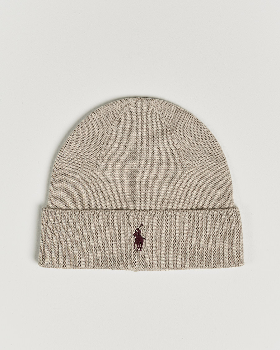 Homme | Polo Ralph Lauren Merino Wool Beanie Oatmeal Heather | Polo Ralph Lauren | Merino Wool Beanie Oatmeal Heather