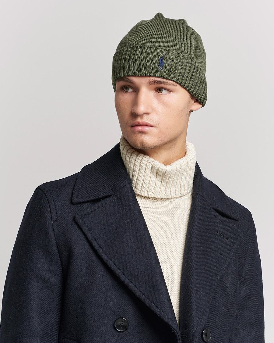 Homme | Polo Ralph Lauren Merino Wool Beanie Army Olive Heather | Polo Ralph Lauren | Merino Wool Beanie Army Olive Heather