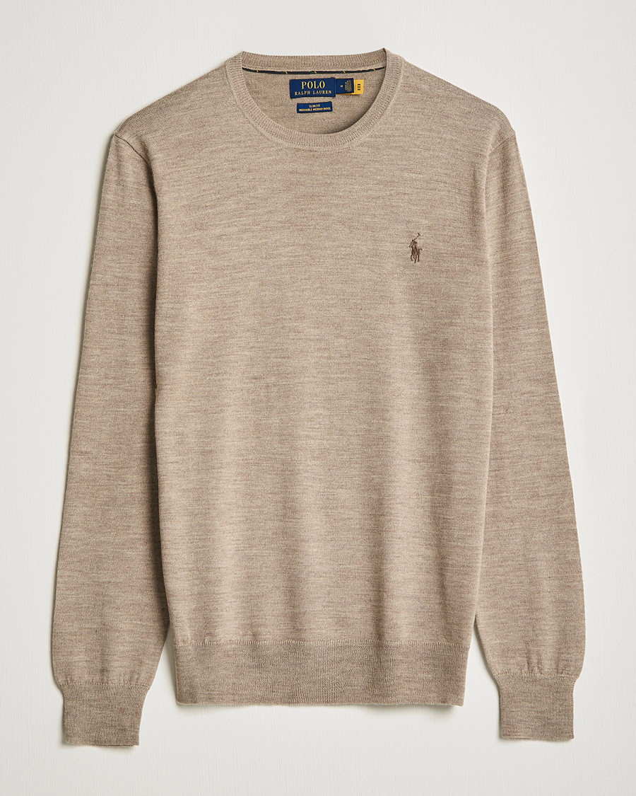 Homme | Pulls Et Tricots | Polo Ralph Lauren | Merino Crew Neck Pullover Light Walnut Heather