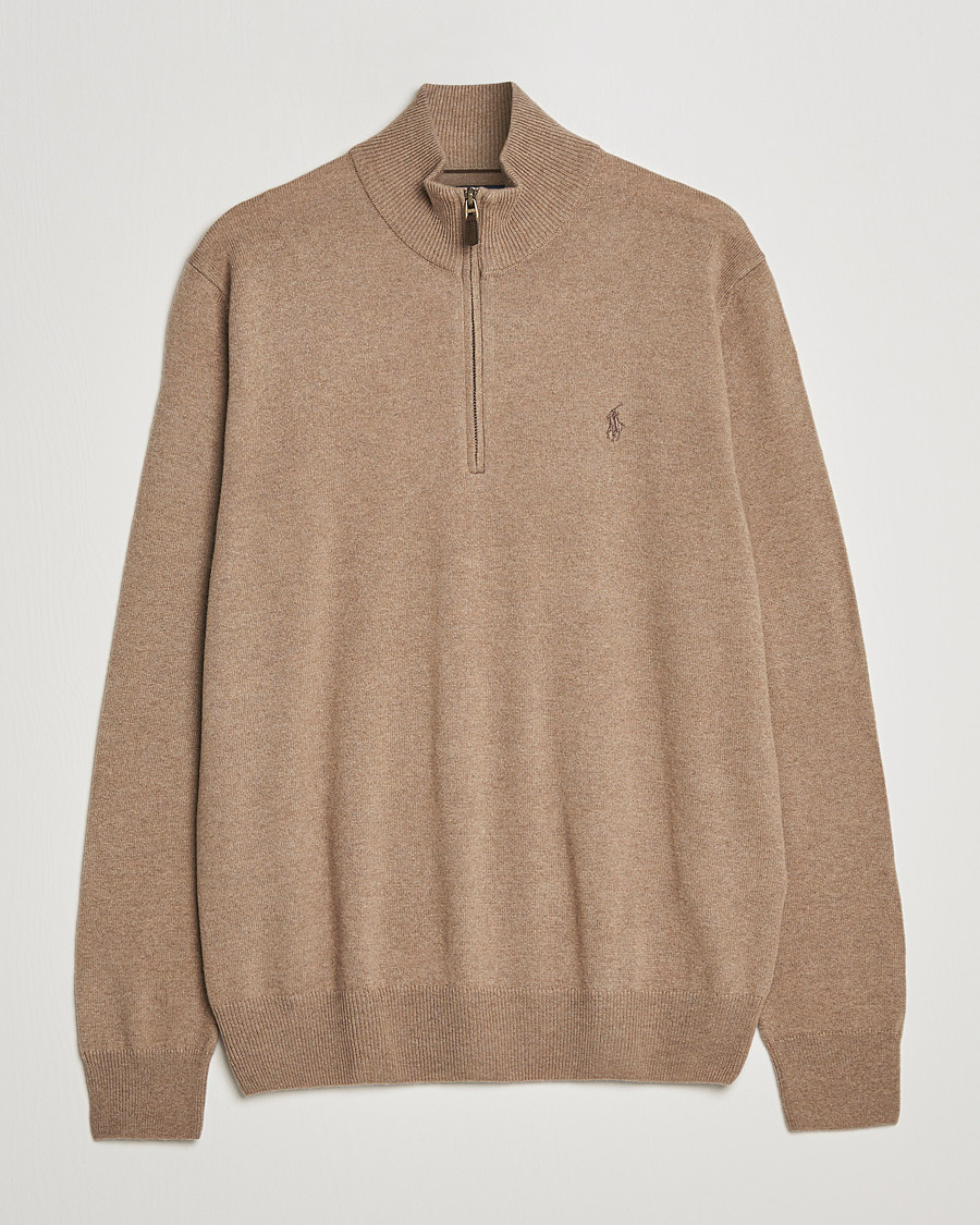Homme | Pulls Et Tricots | Polo Ralph Lauren | Merino Half Zip Sweater Honey Brown Heather