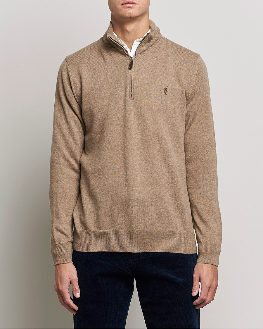 Homme | Pulls Et Tricots | Polo Ralph Lauren | Merino Half Zip Sweater Honey Brown Heather