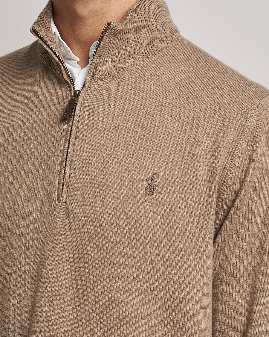 Homme | Pulls Et Tricots | Polo Ralph Lauren | Merino Half Zip Sweater Honey Brown Heather