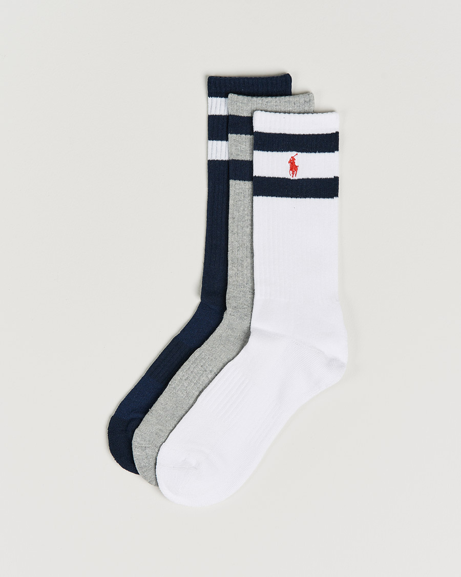 Homme | Sous-Vêtements Et Chaussettes | Polo Ralph Lauren | 3-Pack Sport Striped Socks White/Grey/Navy