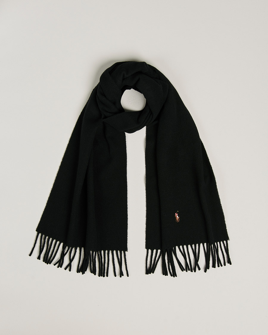 Homme | Polo Ralph Lauren Signature Wool Scarf Black | Polo Ralph Lauren | Signature Wool Scarf Black
