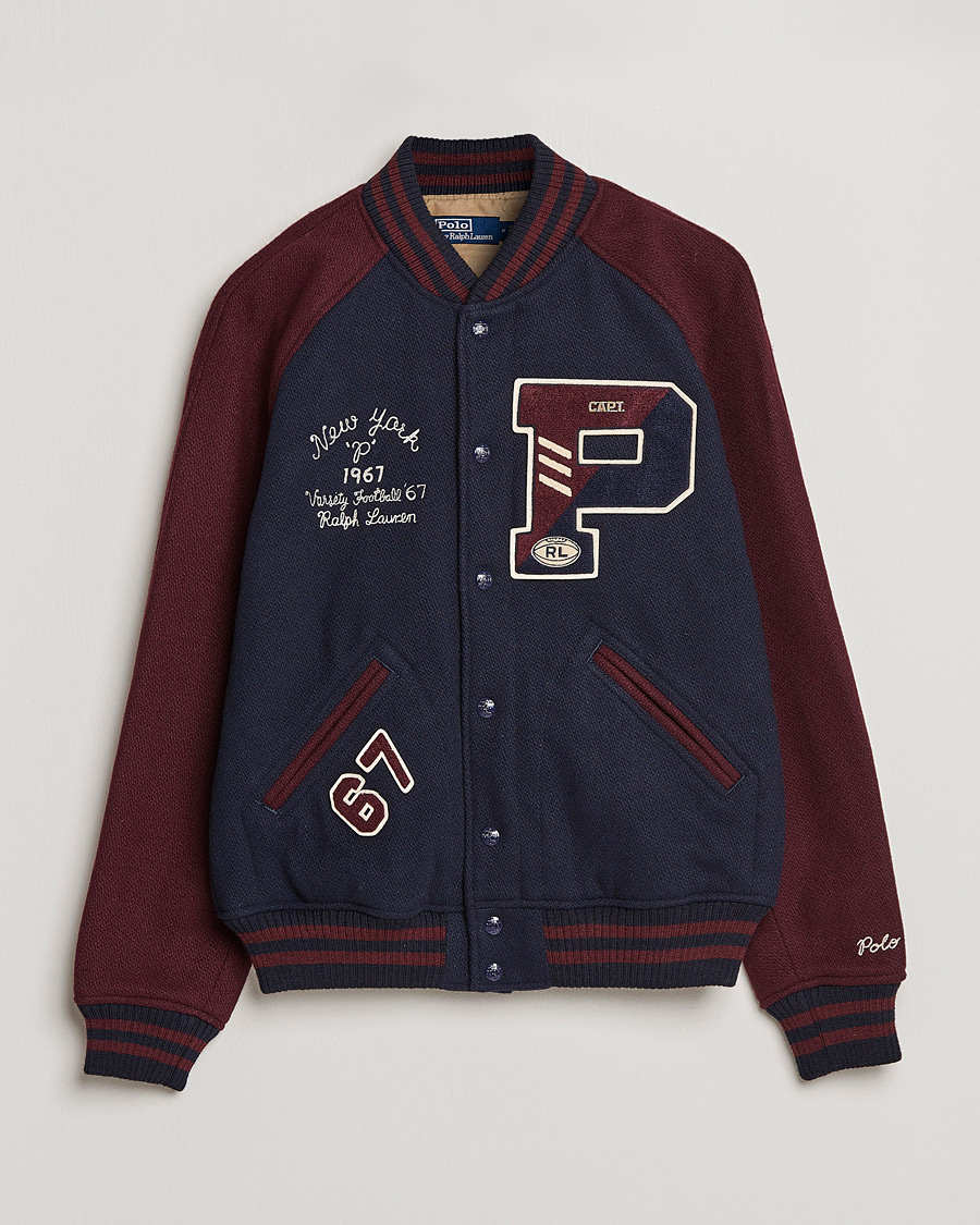 Homme | Manteaux Et Vestes | Polo Ralph Lauren | Varsity Lined Bomber Jacket Hunter Navy/Rich Ruby
