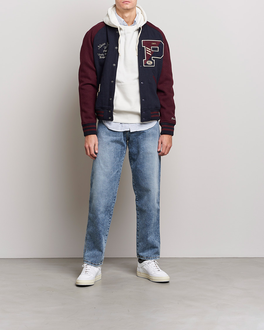 Homme | Manteaux Et Vestes | Polo Ralph Lauren | Varsity Lined Bomber Jacket Hunter Navy/Rich Ruby