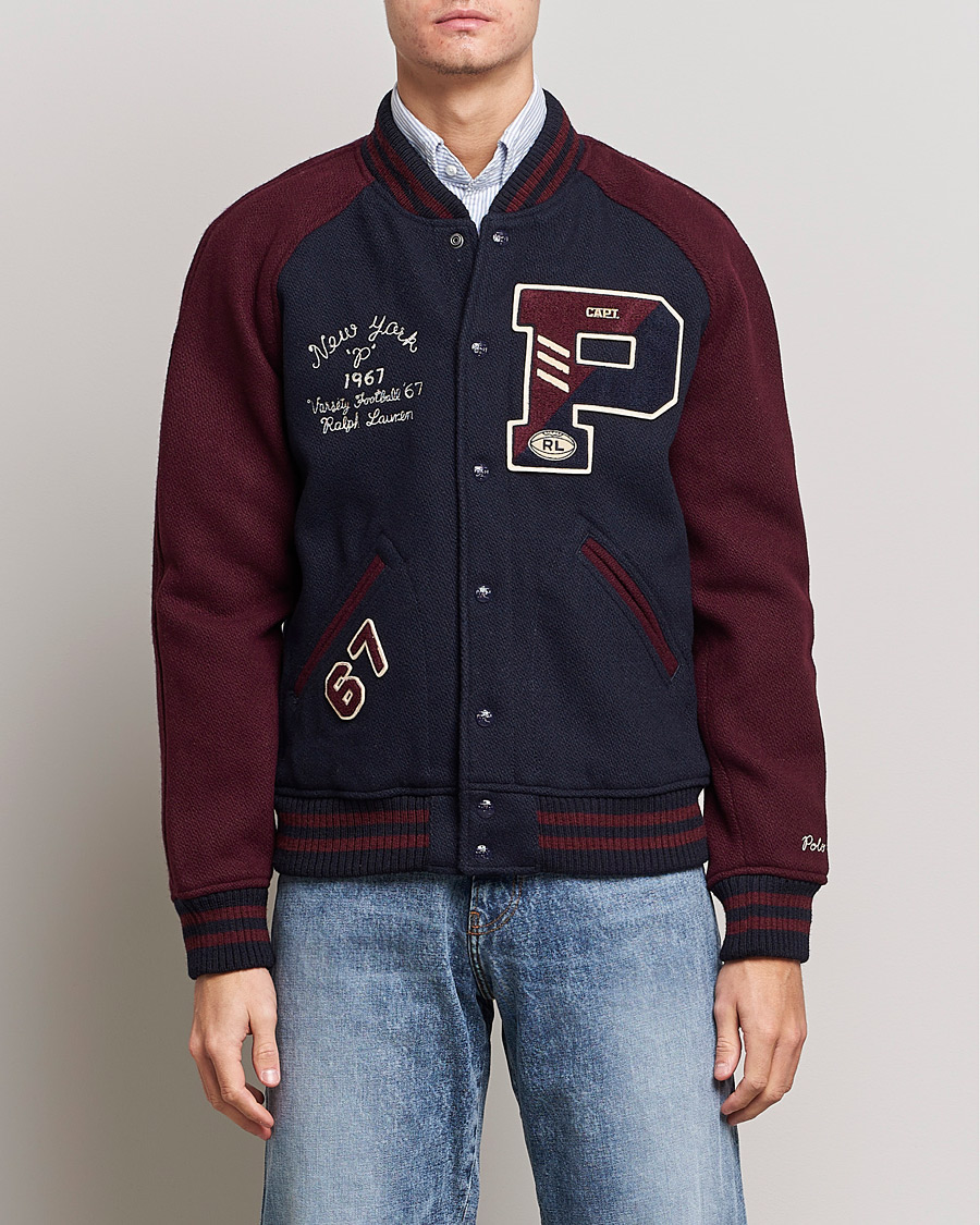 Homme | Manteaux Et Vestes | Polo Ralph Lauren | Varsity Lined Bomber Jacket Hunter Navy/Rich Ruby