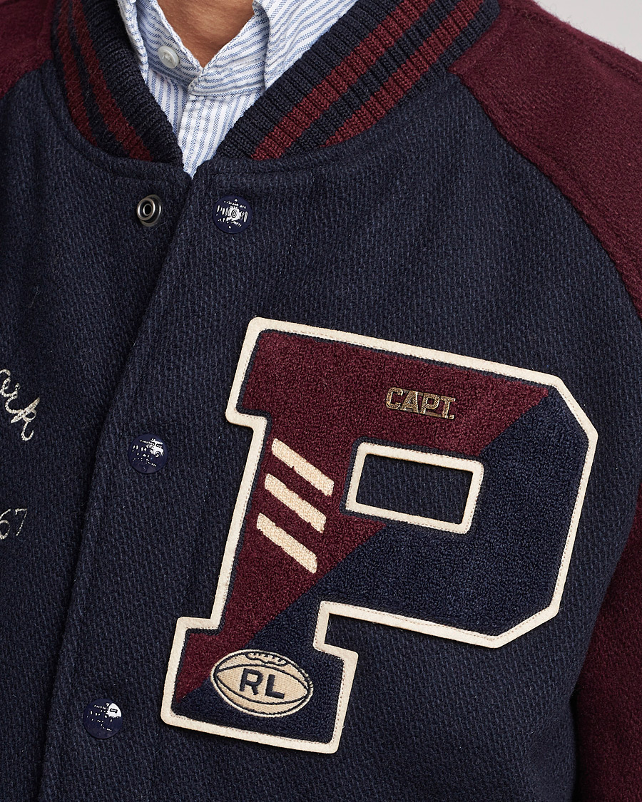 Homme | Manteaux Et Vestes | Polo Ralph Lauren | Varsity Lined Bomber Jacket Hunter Navy/Rich Ruby