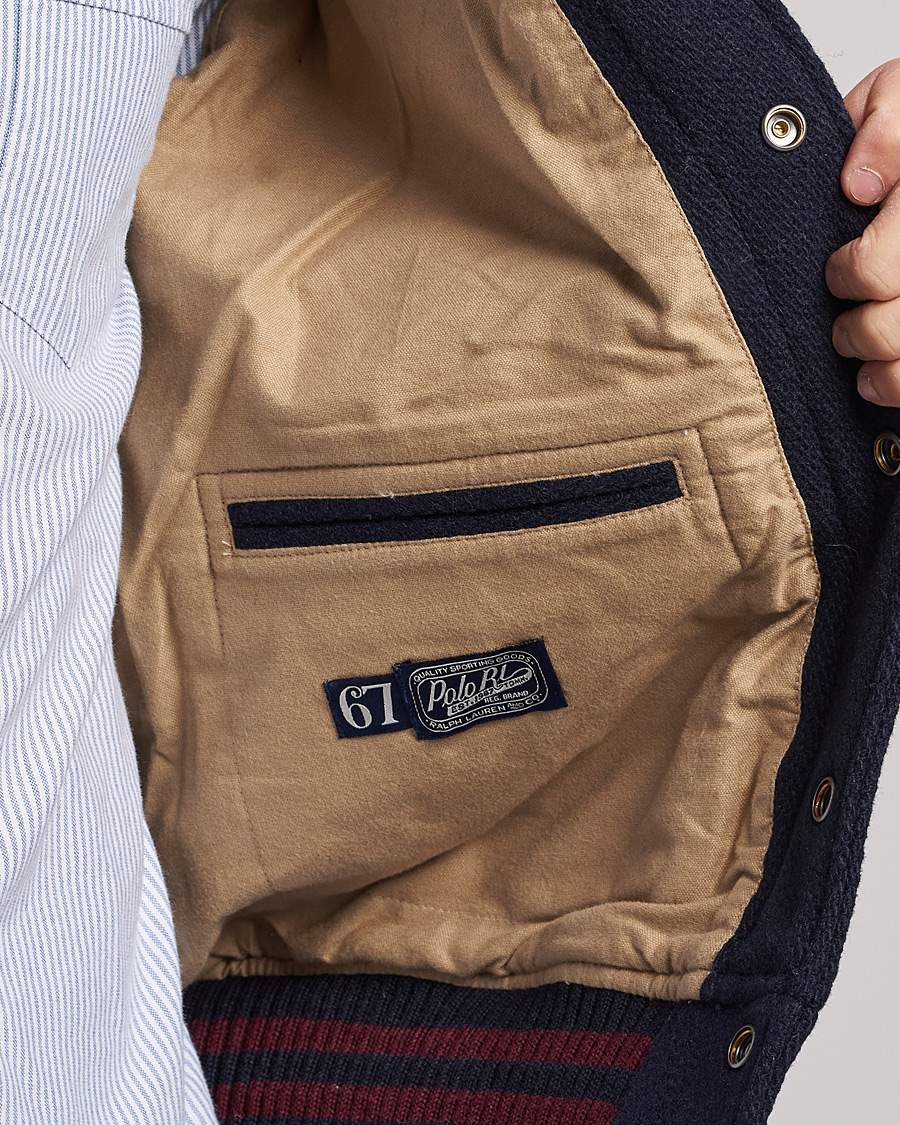 Homme | Manteaux Et Vestes | Polo Ralph Lauren | Varsity Lined Bomber Jacket Hunter Navy/Rich Ruby