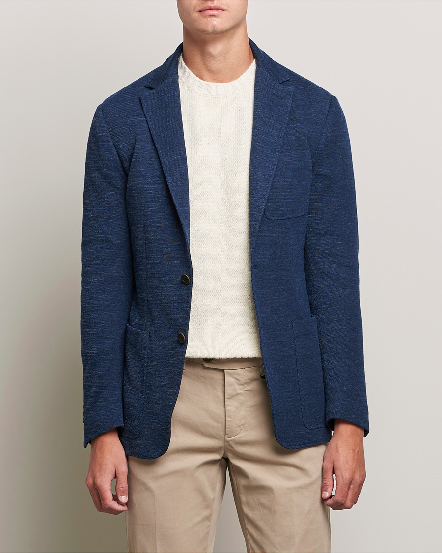 Homme | Blazers | Canali | Structured Wool Jersey Jacket Dark Blue