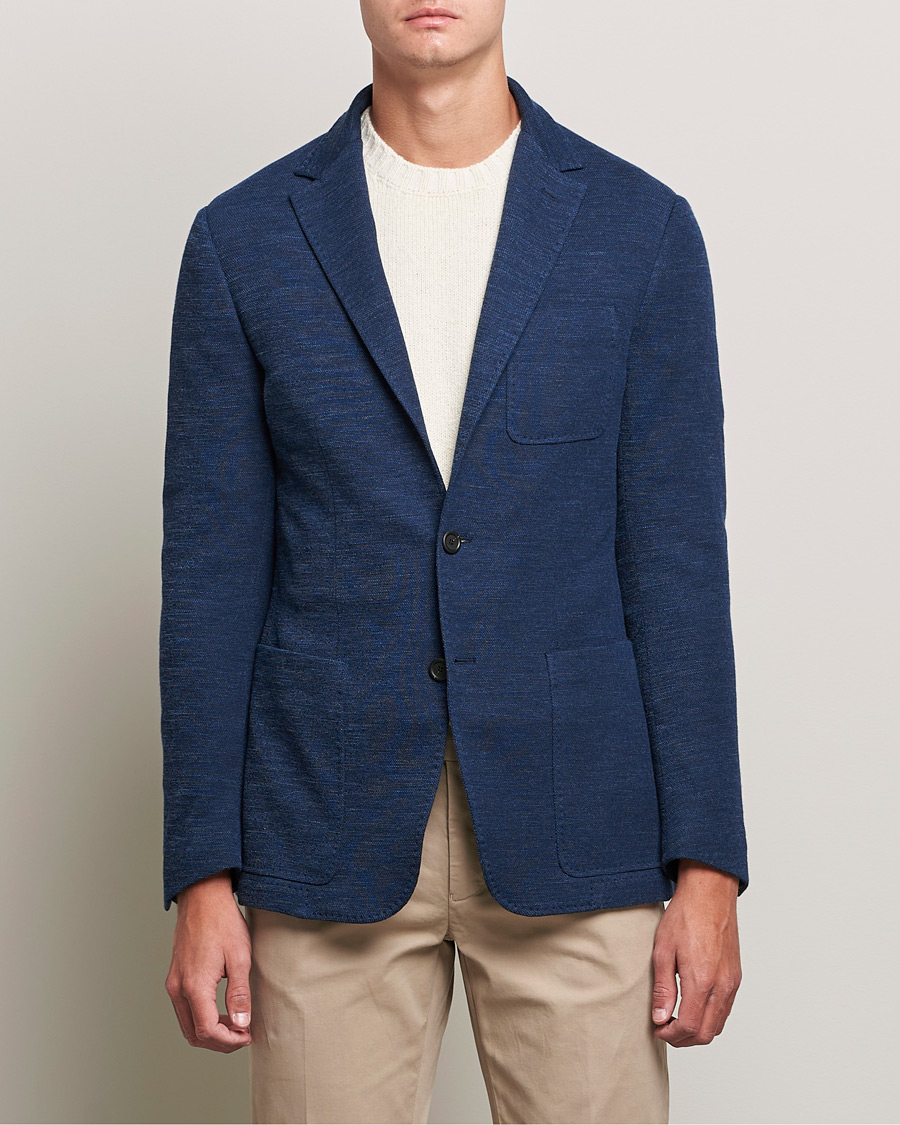 Homme | Blazers | Canali | Structured Wool Jersey Jacket Dark Blue