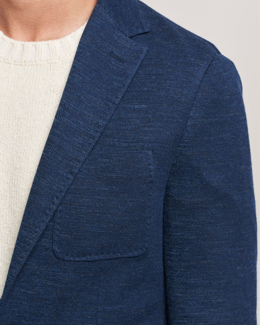 Homme | Blazers | Canali | Structured Wool Jersey Jacket Dark Blue