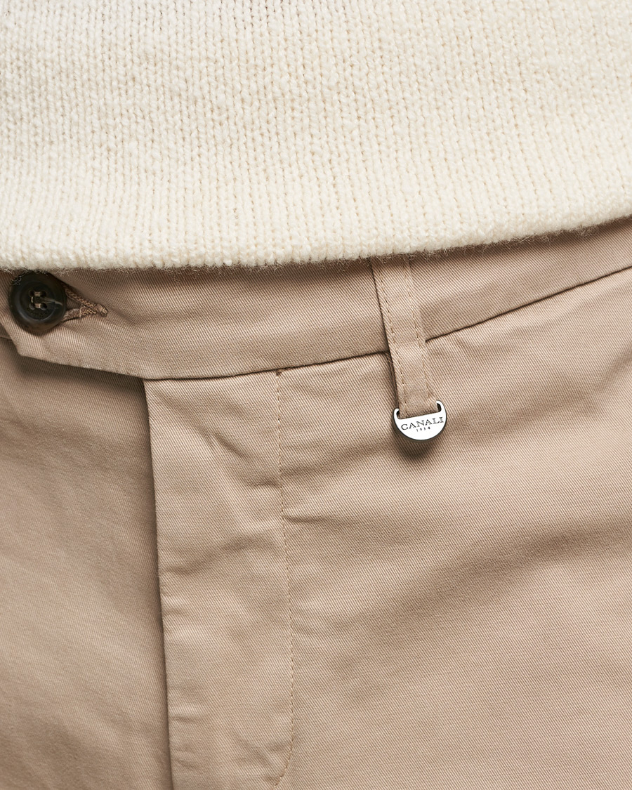 Homme | Pantalons | Canali | Slim Fit Twill Cotton Chinos Beige