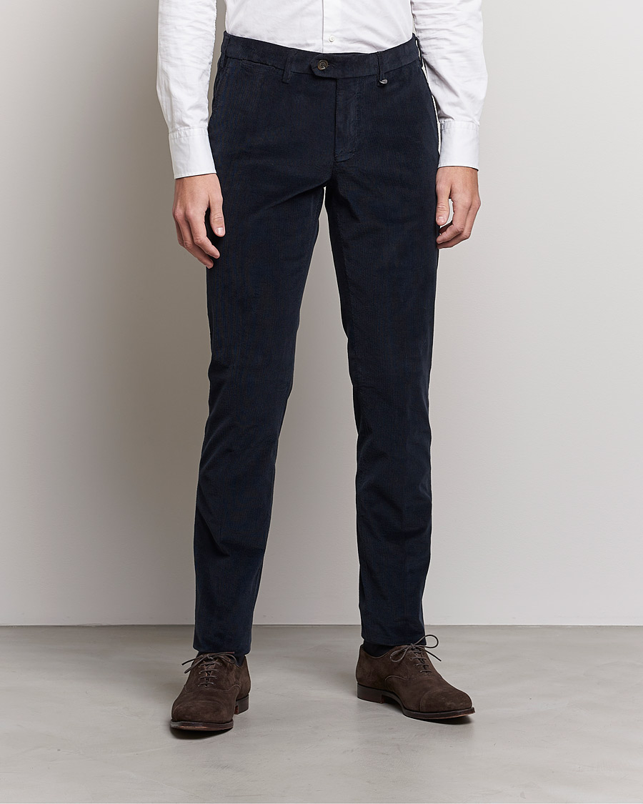 Homme | Pantalons | Canali | Slim Fit Corduroy Trousers Navy