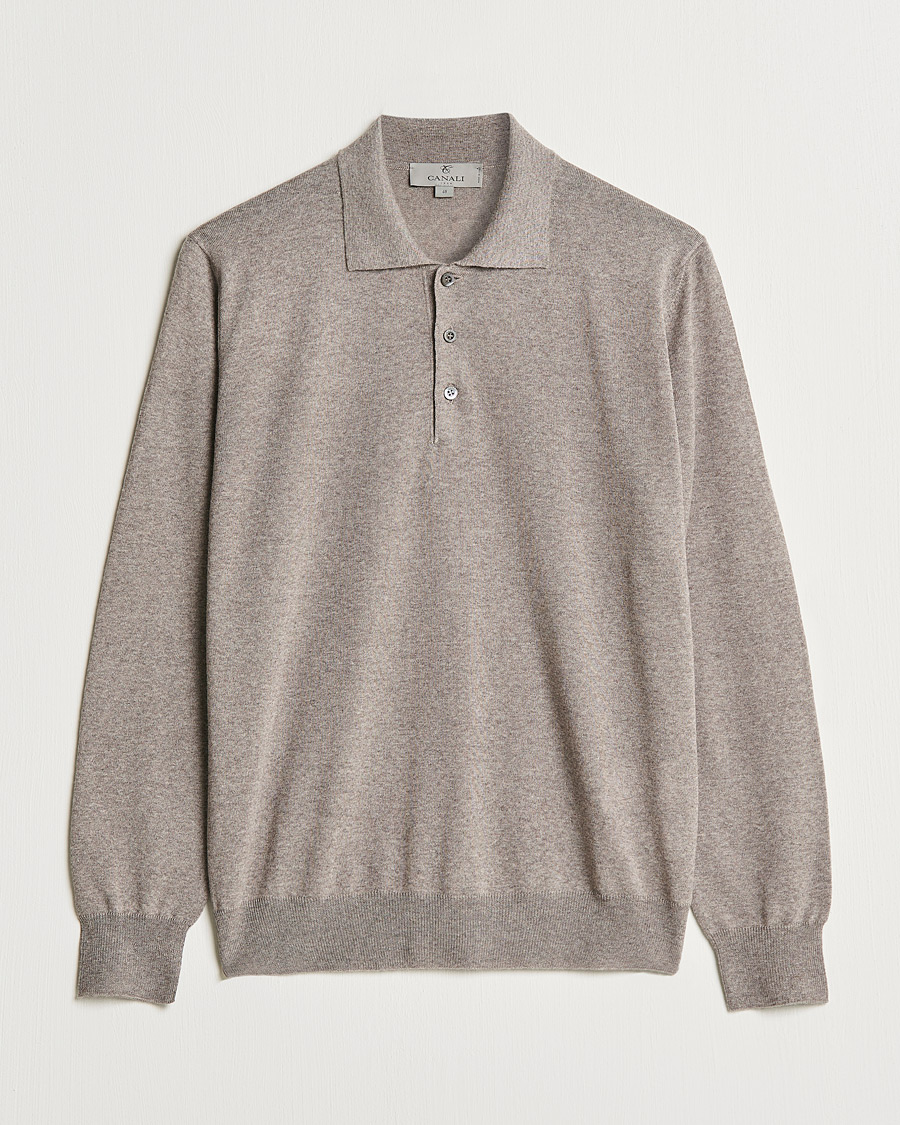 Homme | Pulls Et Tricots | Canali | Merino Wool Knitted Polo Taupe