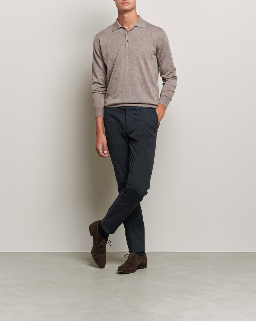 Homme | Pulls Et Tricots | Canali | Merino Wool Knitted Polo Taupe