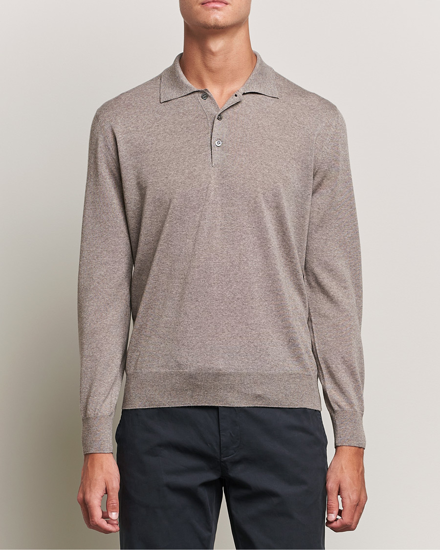 Homme | Pulls Et Tricots | Canali | Merino Wool Knitted Polo Taupe
