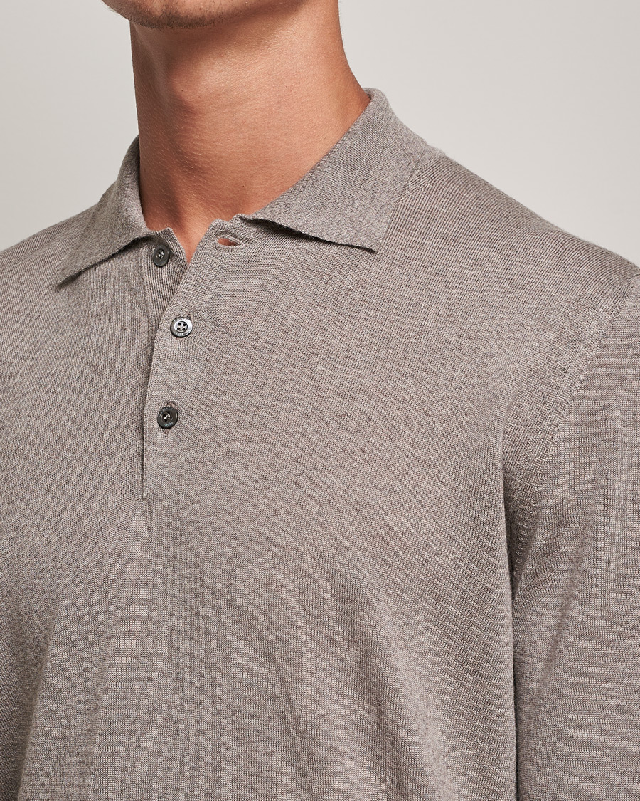 Homme | Pulls Et Tricots | Canali | Merino Wool Knitted Polo Taupe