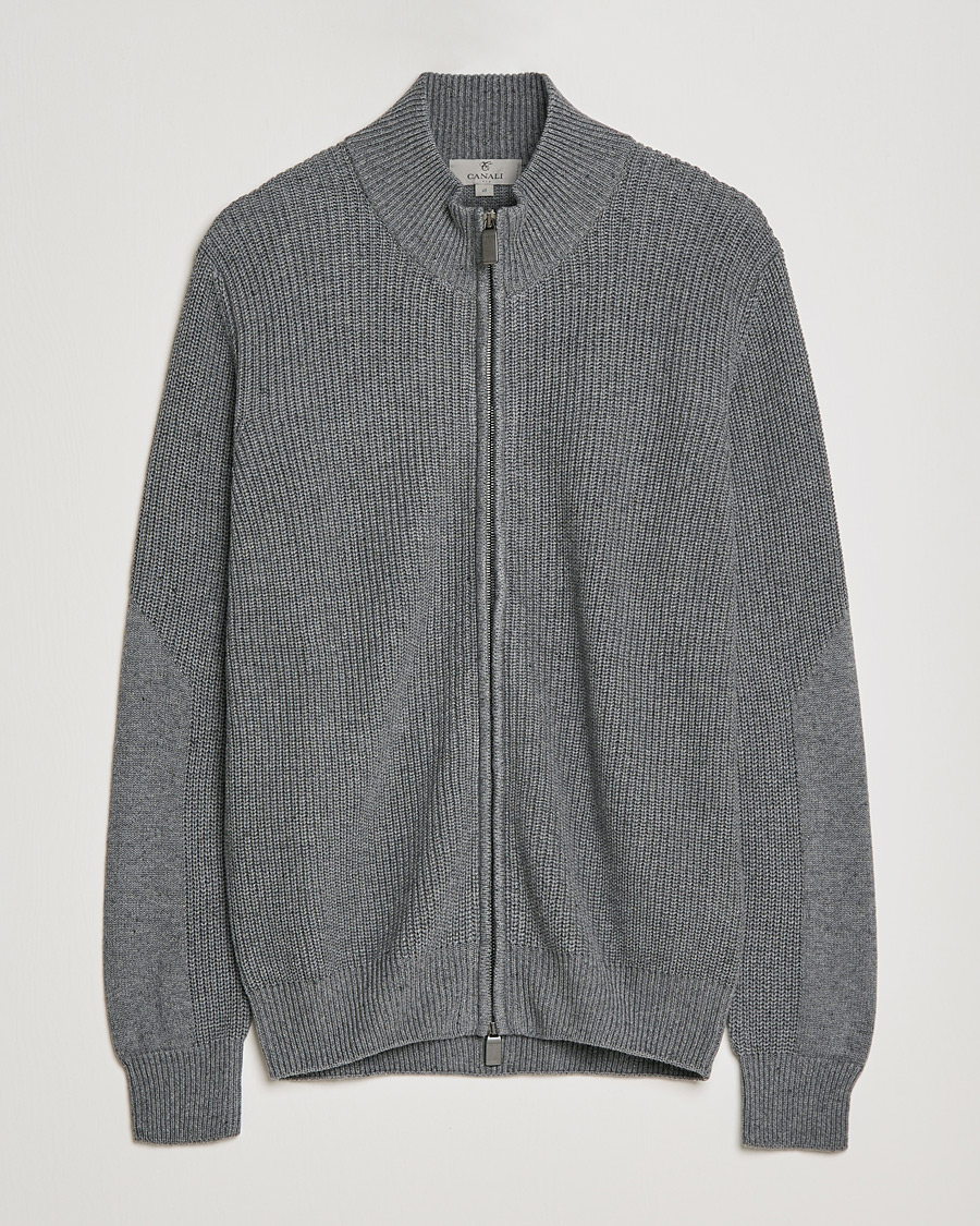 Homme | Pulls Et Tricots | Canali | Cotton/Cashmere Full Zip Light Grey