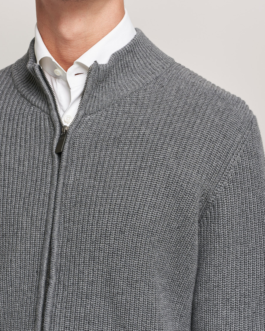 Homme | Pulls Et Tricots | Canali | Cotton/Cashmere Full Zip Light Grey