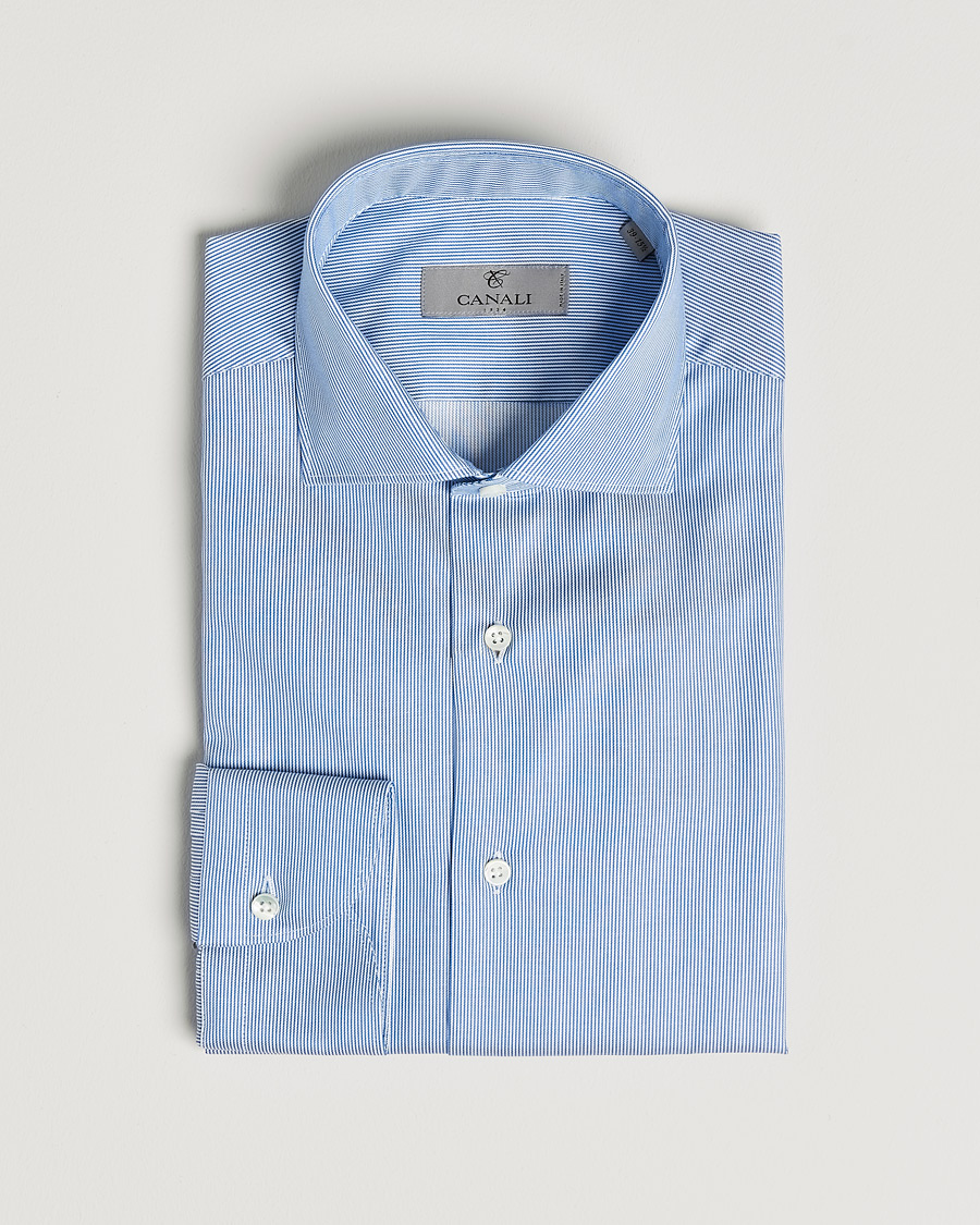 Homme | Chemises | Canali | Slim Fit Cut Away Shirt Blue Stripe