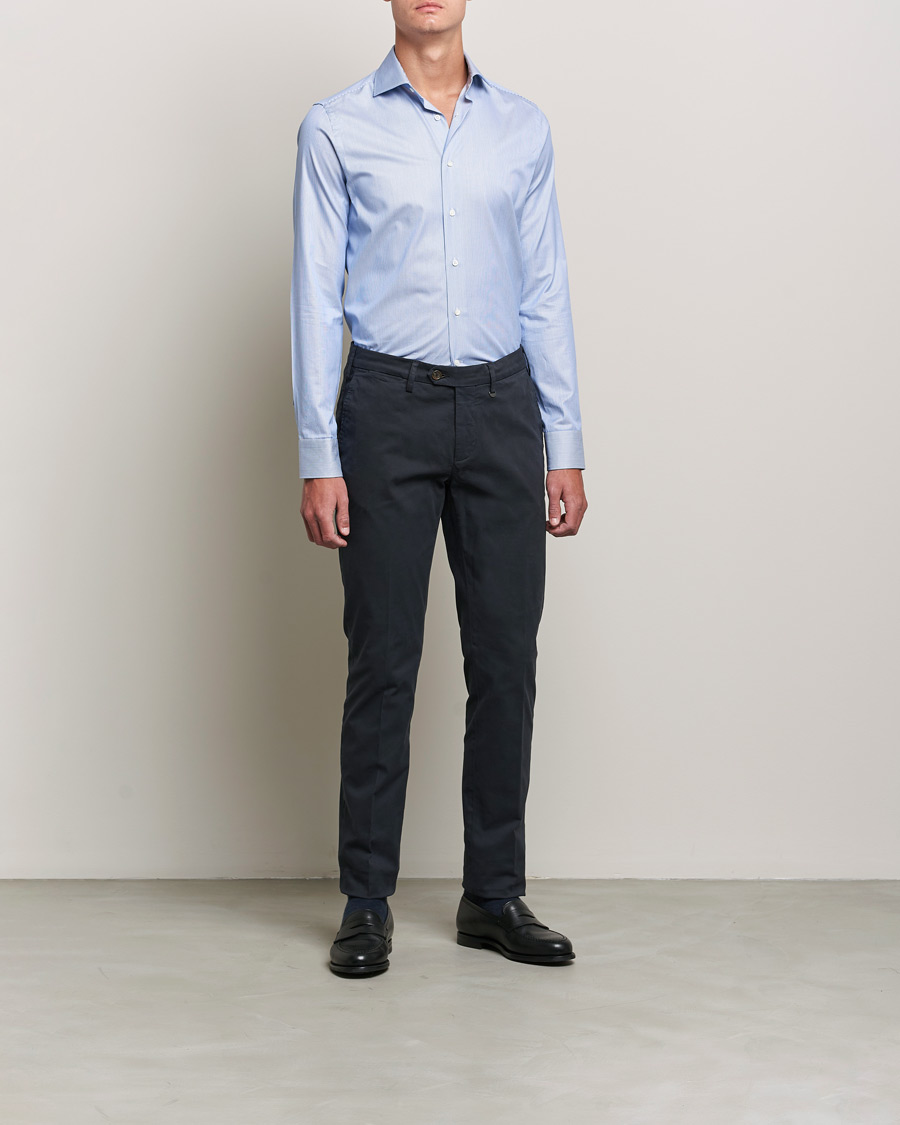 Homme | Chemises | Canali | Slim Fit Cut Away Shirt Blue Stripe
