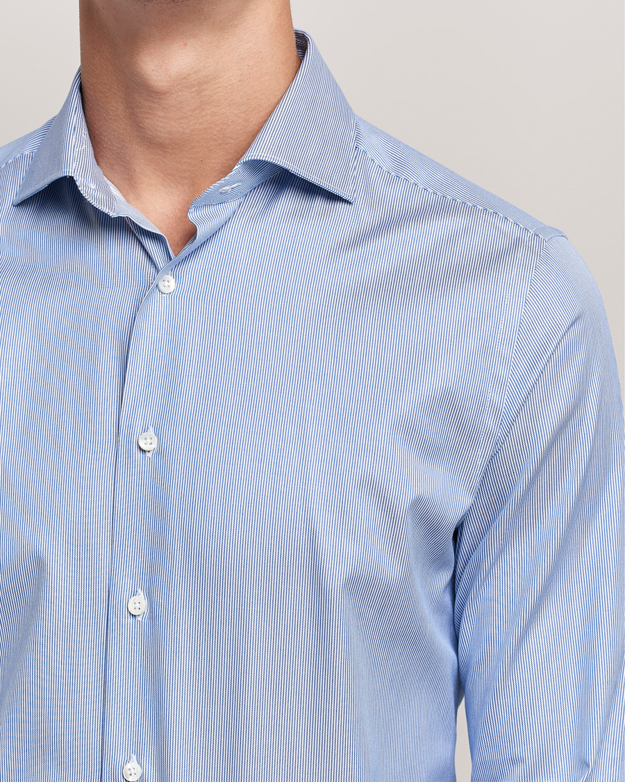 Homme | Chemises | Canali | Slim Fit Cut Away Shirt Blue Stripe