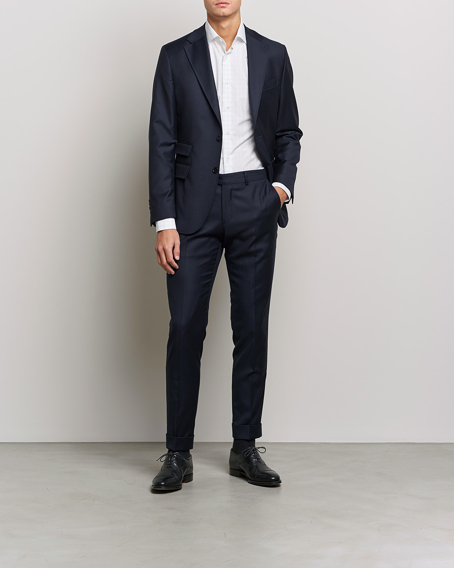 Homme | Chemises | Canali | Slim Fit Cut Away Shirt Blue Check