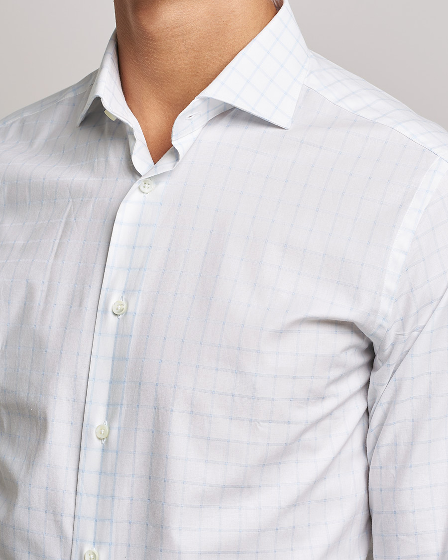 Homme | Chemises | Canali | Slim Fit Cut Away Shirt Blue Check