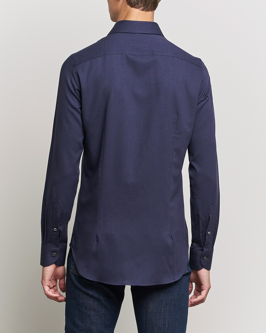 Homme | Chemises | Canali | Slim Fit Flannel Shirt Navy