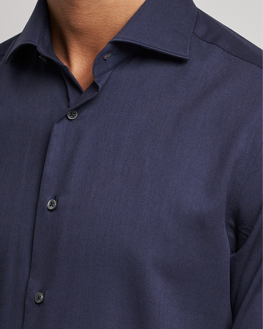 Homme | Chemises | Canali | Slim Fit Flannel Shirt Navy