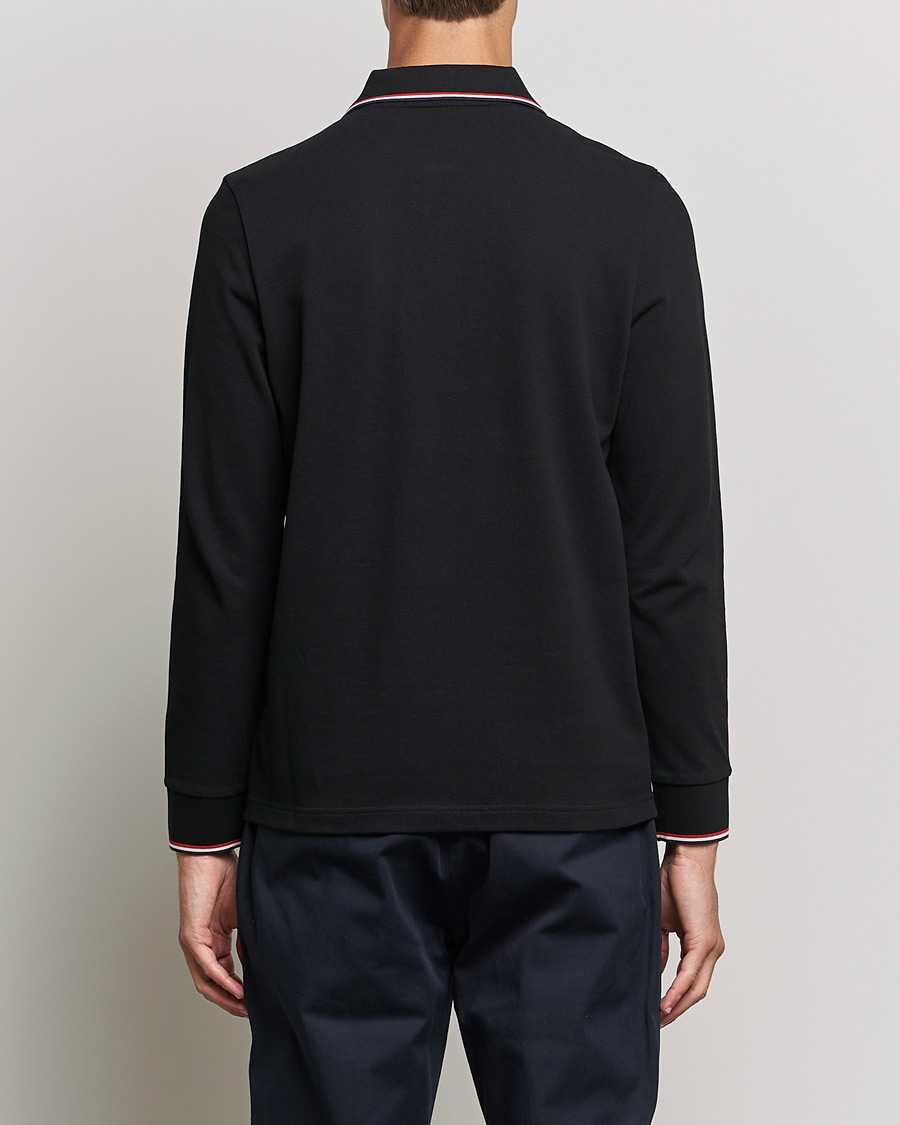Homme | Pulls Et Tricots | Moncler | Contrast Rib Long Sleeve Polo Black