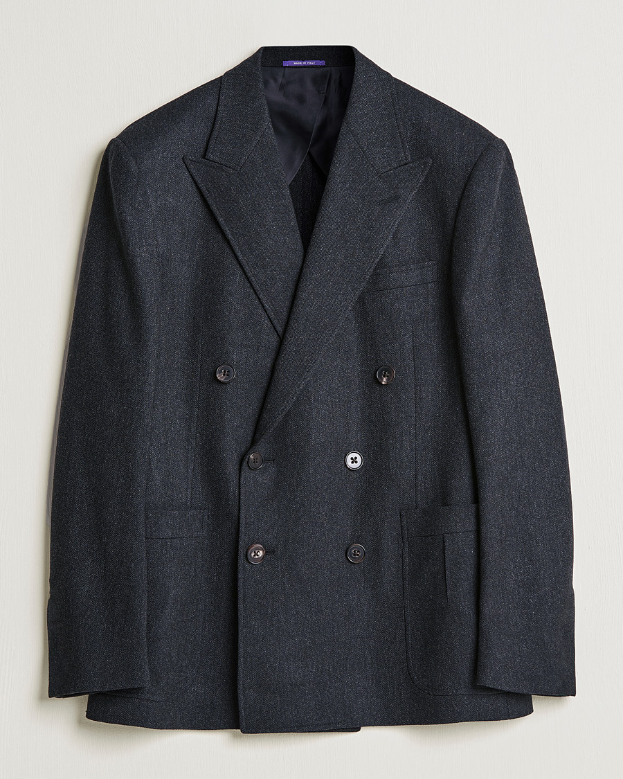 Homme | Blazers | Ralph Lauren Purple Label | Double Breasted Flannel Sportcoat Dark Grey
