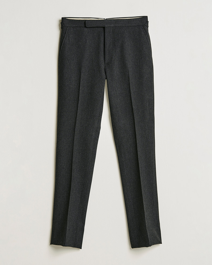 Homme | Pantalons | Ralph Lauren Purple Label | Flat Front Flannel Trousers Dark Grey