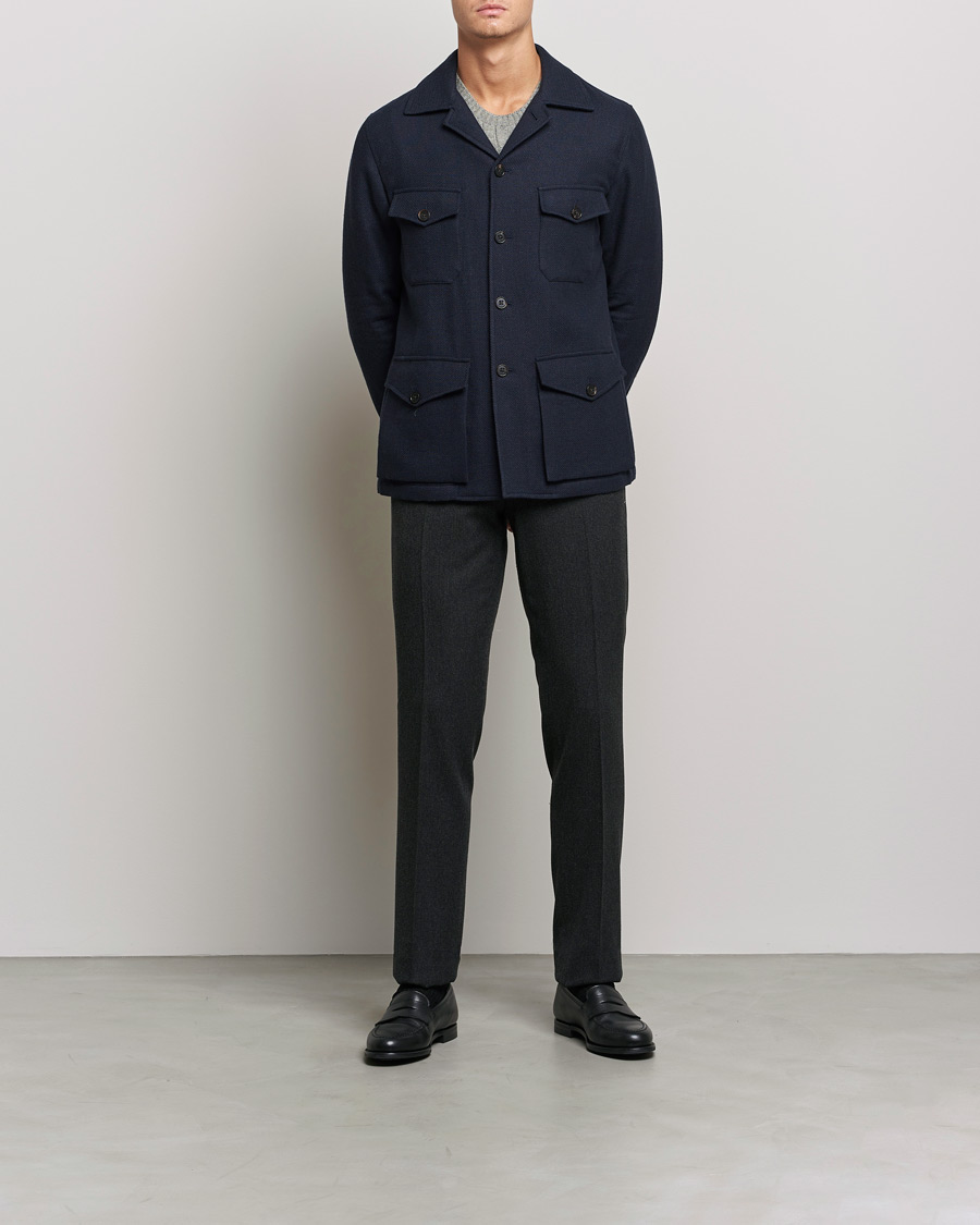 Homme | Pantalons | Ralph Lauren Purple Label | Flat Front Flannel Trousers Dark Grey