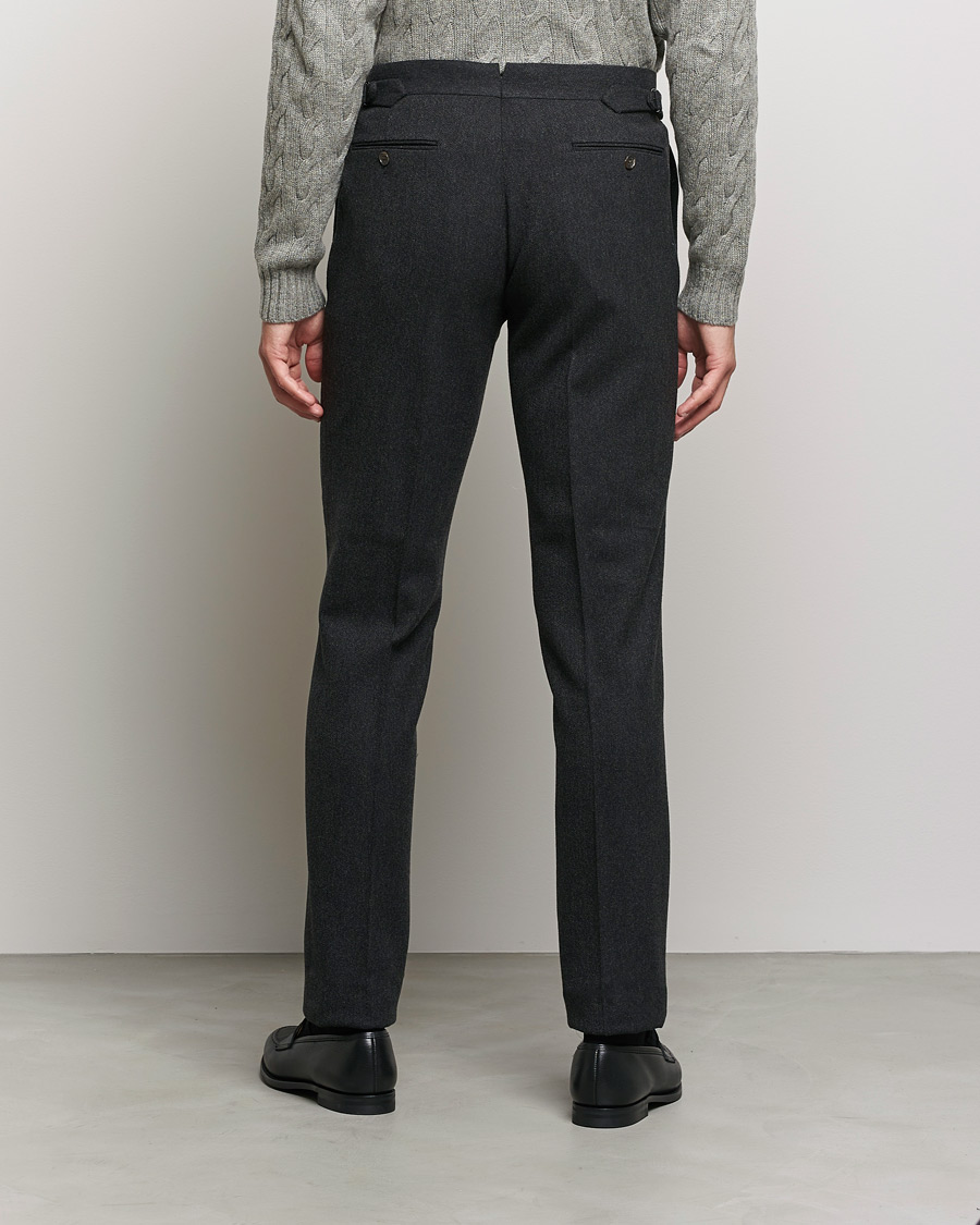 Homme | Pantalons | Ralph Lauren Purple Label | Flat Front Flannel Trousers Dark Grey