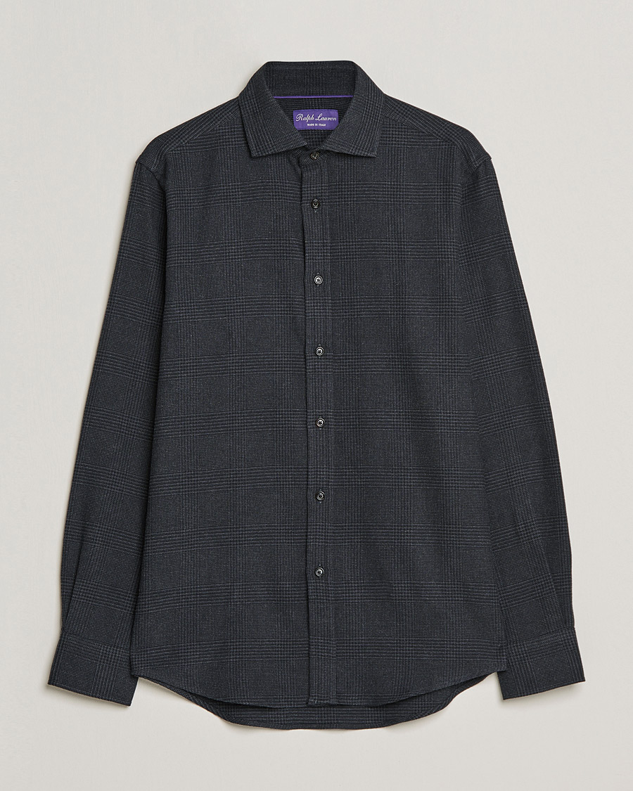 Homme | Chemises | Ralph Lauren Purple Label | Flannel Sport Shirt Dark Grey