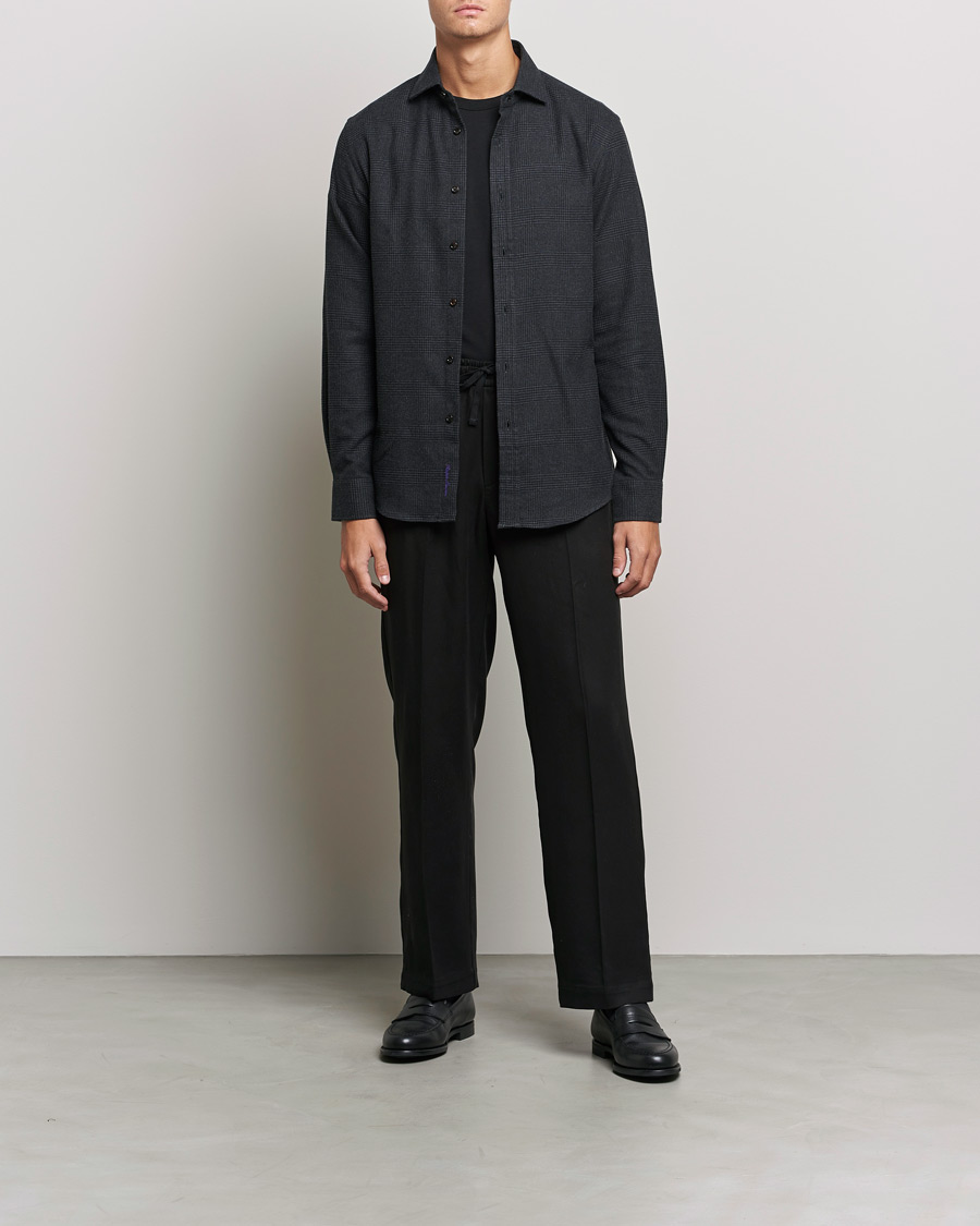 Homme | Chemises | Ralph Lauren Purple Label | Flannel Sport Shirt Dark Grey