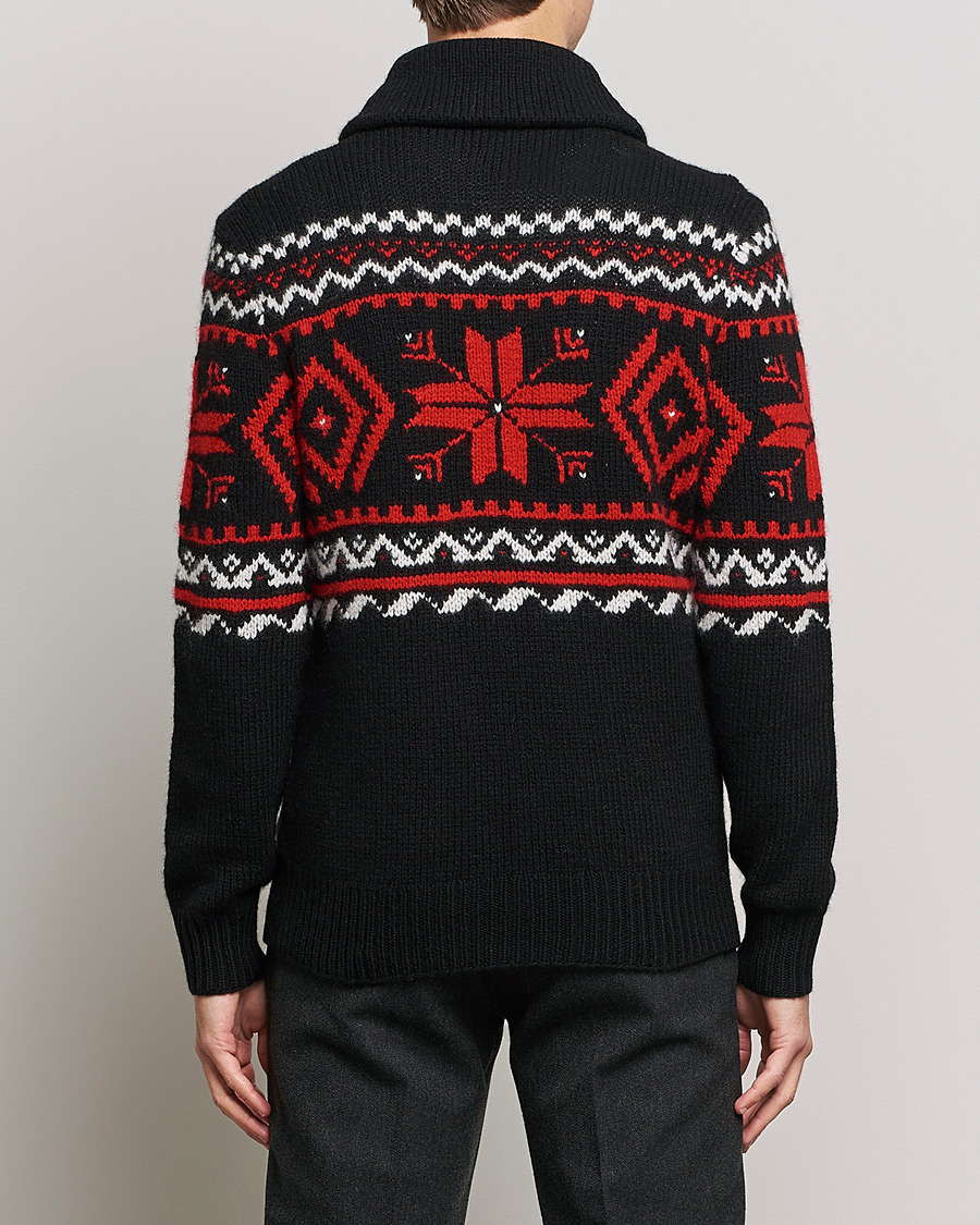 Homme | Pulls Et Tricots | Ralph Lauren Purple Label | Cashmere Jacquard Shawl Sweater Black/Red