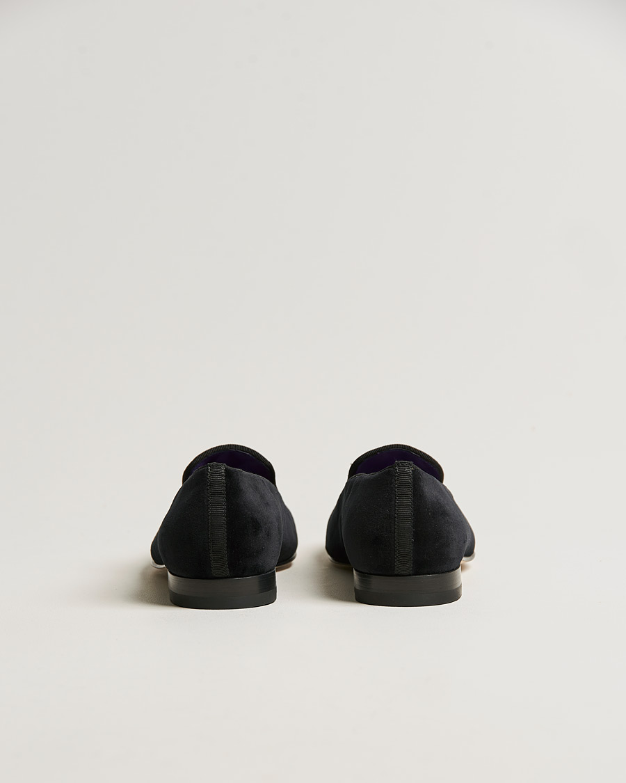 Homme | Ralph Lauren Purple Label Velvet Embroidered Slippers Black | Ralph Lauren Purple Label | Velvet Embroidered Slippers Black