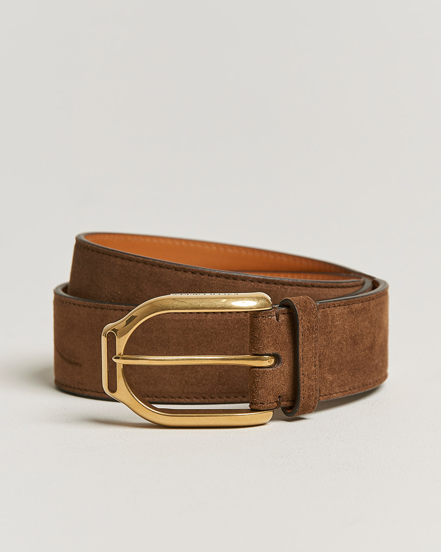 Homme | Ralph Lauren Purple Label Suede Belt Chestnut Brown | Ralph Lauren Purple Label | Suede Belt Chestnut Brown