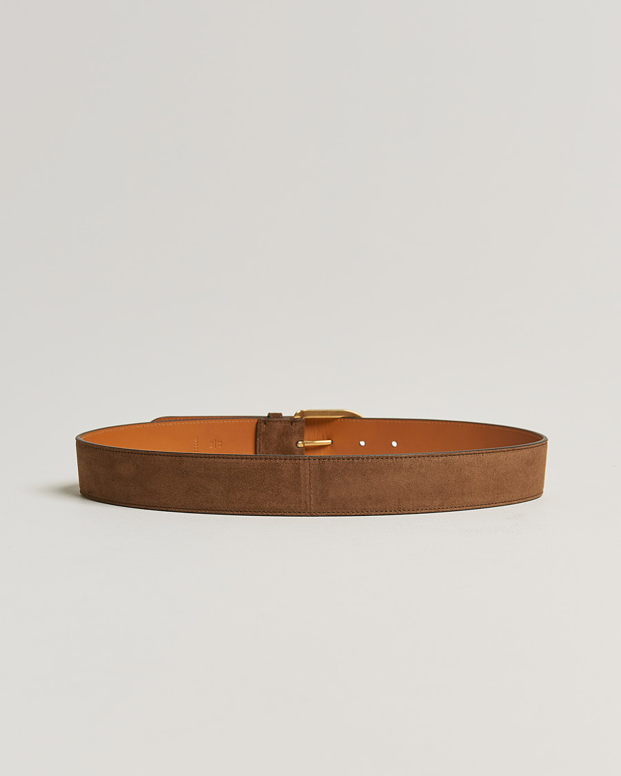 Homme | Ralph Lauren Purple Label Suede Belt Chestnut Brown | Ralph Lauren Purple Label | Suede Belt Chestnut Brown