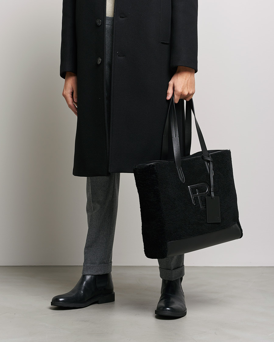 Homme | Ralph Lauren Purple Label Shearling Tote Bag Black | Ralph Lauren Purple Label | Shearling Tote Bag Black