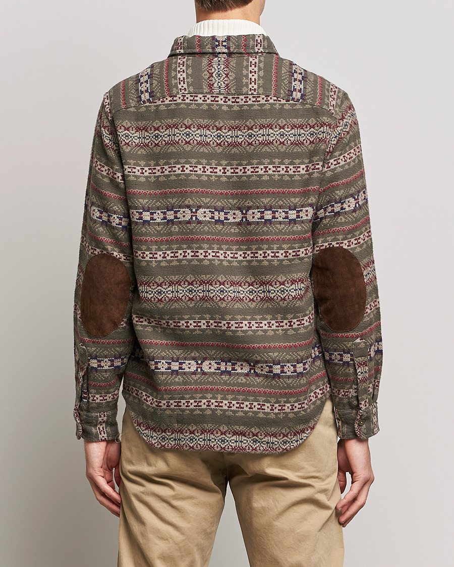 Homme | Chemises | RRL | Melton Brushed Jacquard Overshirt Olive