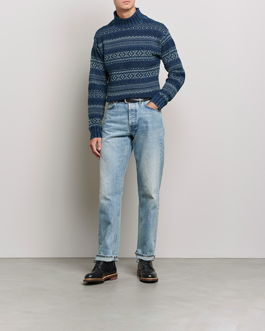 Homme | Pulls Et Tricots | RRL | Mock Neck Sweater Blue Indigo