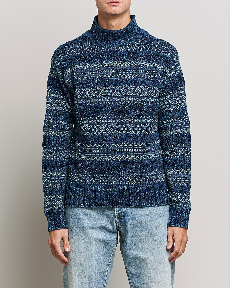 Homme | Pulls Et Tricots | RRL | Mock Neck Sweater Blue Indigo