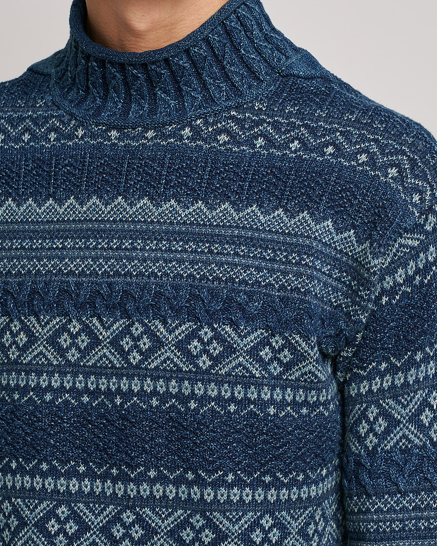 Homme | Pulls Et Tricots | RRL | Mock Neck Sweater Blue Indigo