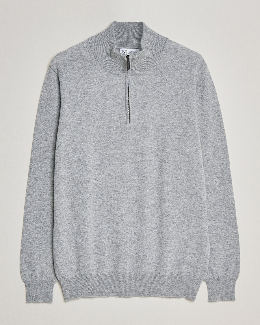 Homme | Pulls Et Tricots | Johnstons of Elgin | 2-Ply Cashmer Half Zip Silver