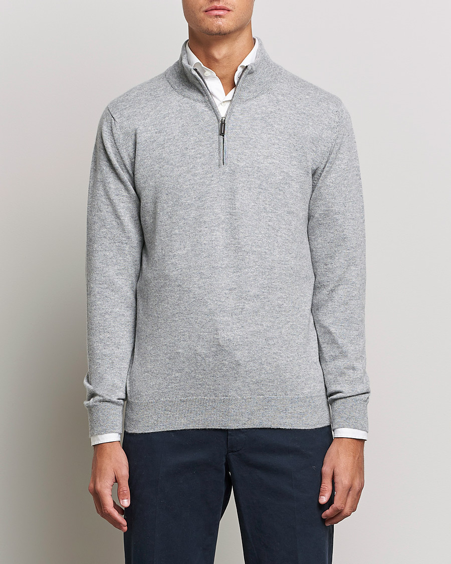 Homme | Pulls Et Tricots | Johnstons of Elgin | 2-Ply Cashmer Half Zip Silver