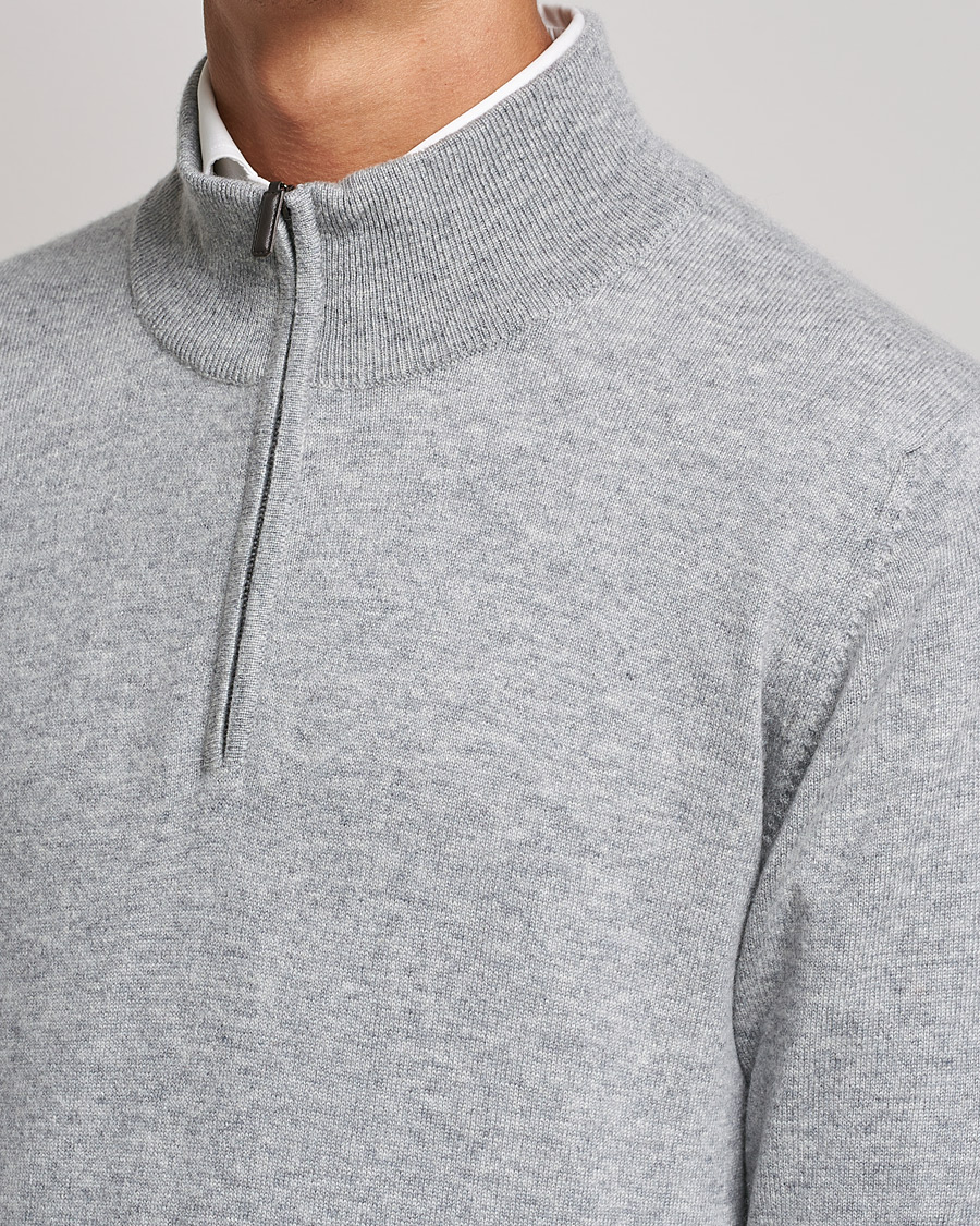 Homme | Pulls Et Tricots | Johnstons of Elgin | 2-Ply Cashmer Half Zip Silver